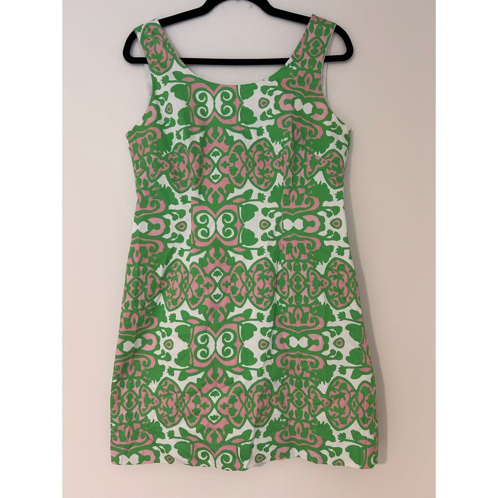 Kaeli Smith Summer Preppy Shift Dress Pink White Green EUC 10 Cotton Made in USA